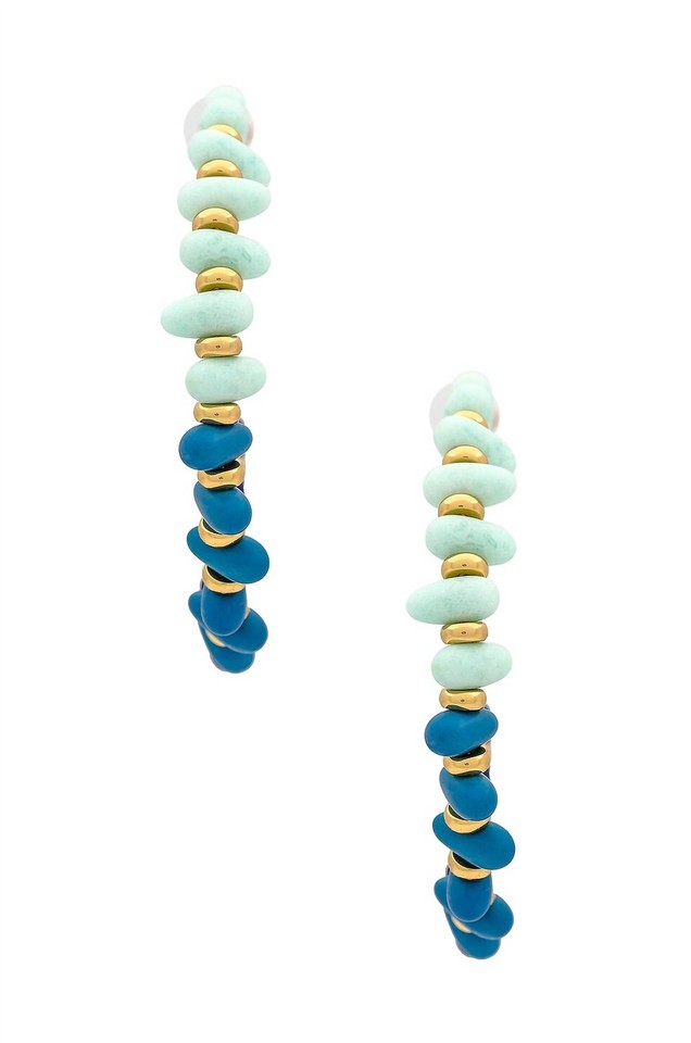 Lele Sadoughi candy beaded large hoop earrings in Ocean Cove size One