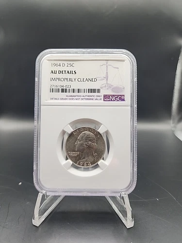 1964-D WASHINGTON Quarter Dollar USA 90% Silver - NGC