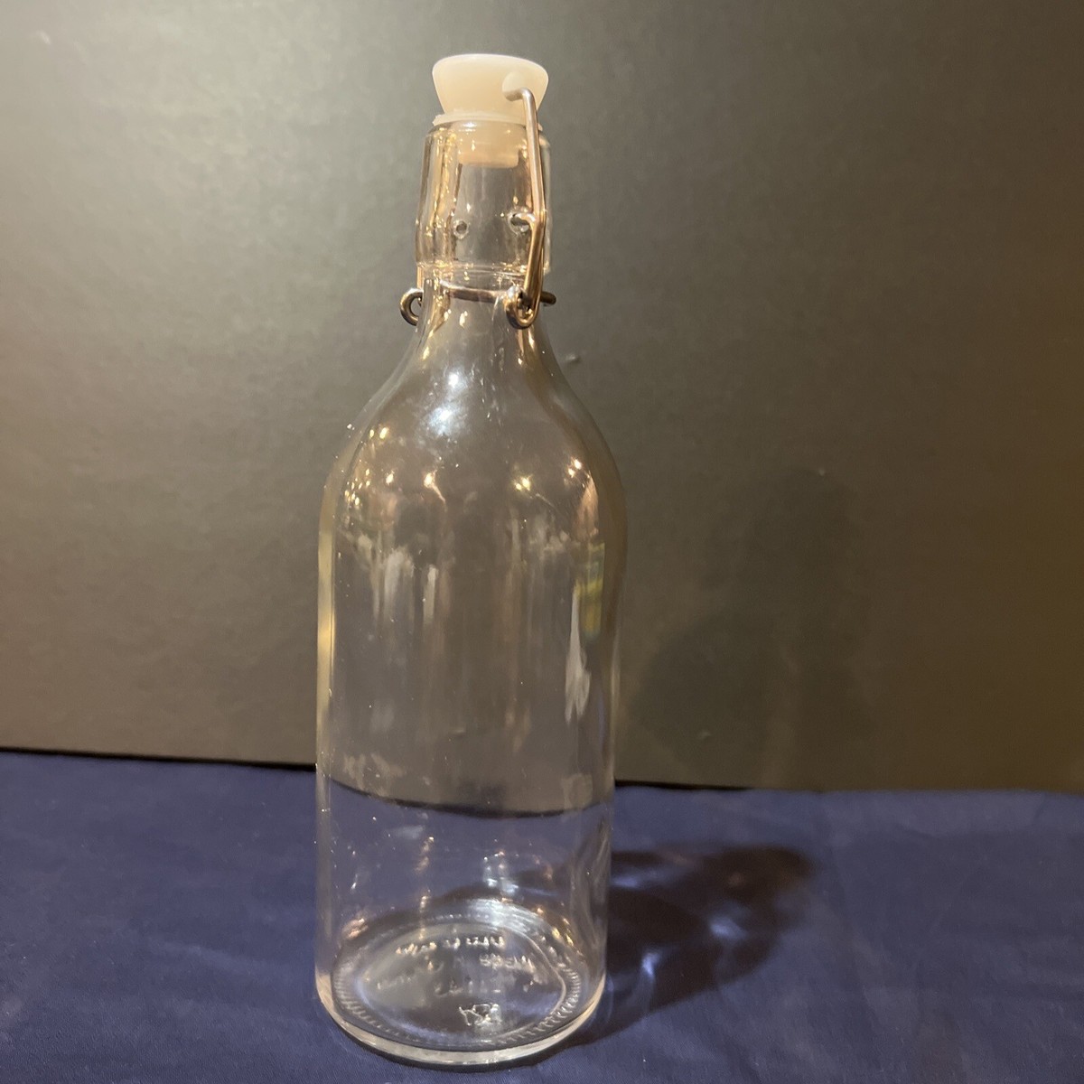 9” Ikea Korken Glass Bottle with Metal Lock Lid Clear