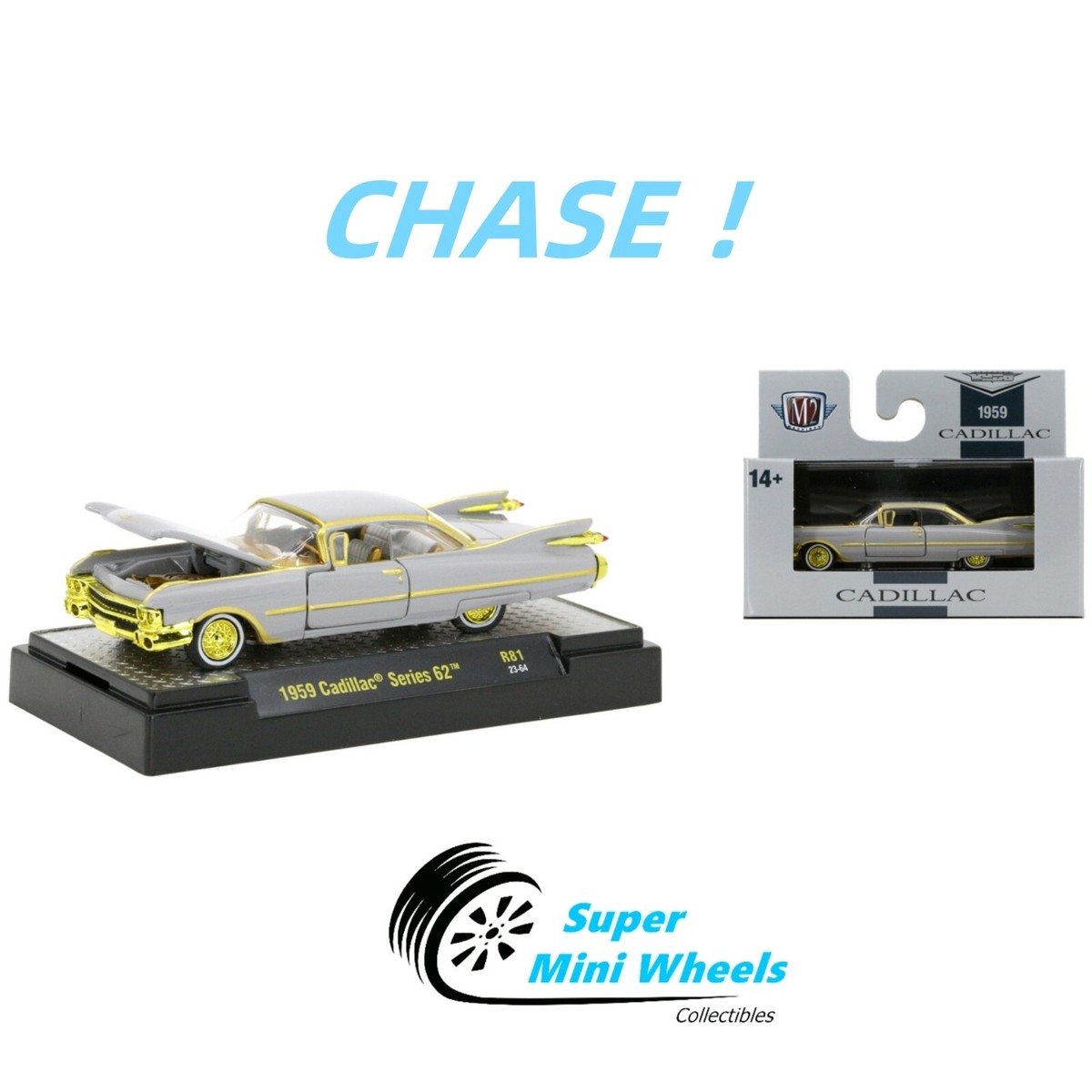 M2machines 1959cadillac 1/64 3台セット CHASE ! M2 Machines 1:64 - 1959 Cadillac Series 62 Gray
