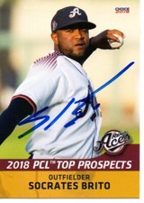Socrates Brito 2018 Reno Aces PCL Top Prospects Autographed Signed Card