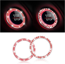 Car Bling Crystal Rhinestone Engine Start Ring Stickers, 1 Single Drainage Drill