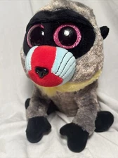 TY BEANIE BOOS WASABI BABOON STUFFED ANIMAL 10” PLUSH SPARKLY PINK EYES TOY