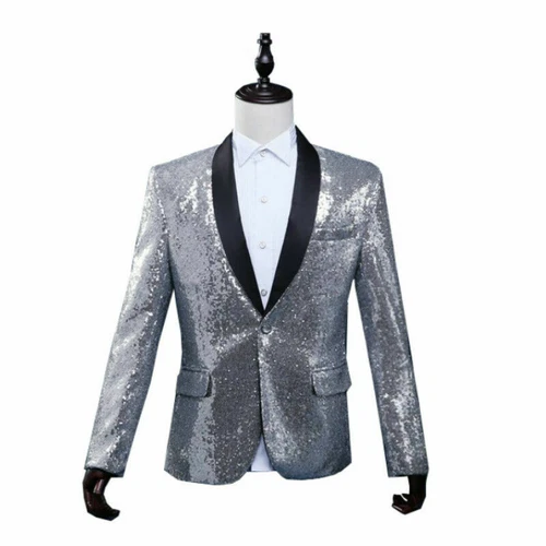 Mens Glitter Sequins Fashion Dress Blazer Suit Shiny Jacket Tuxedo Wedding Dance - Picture 16 of 21