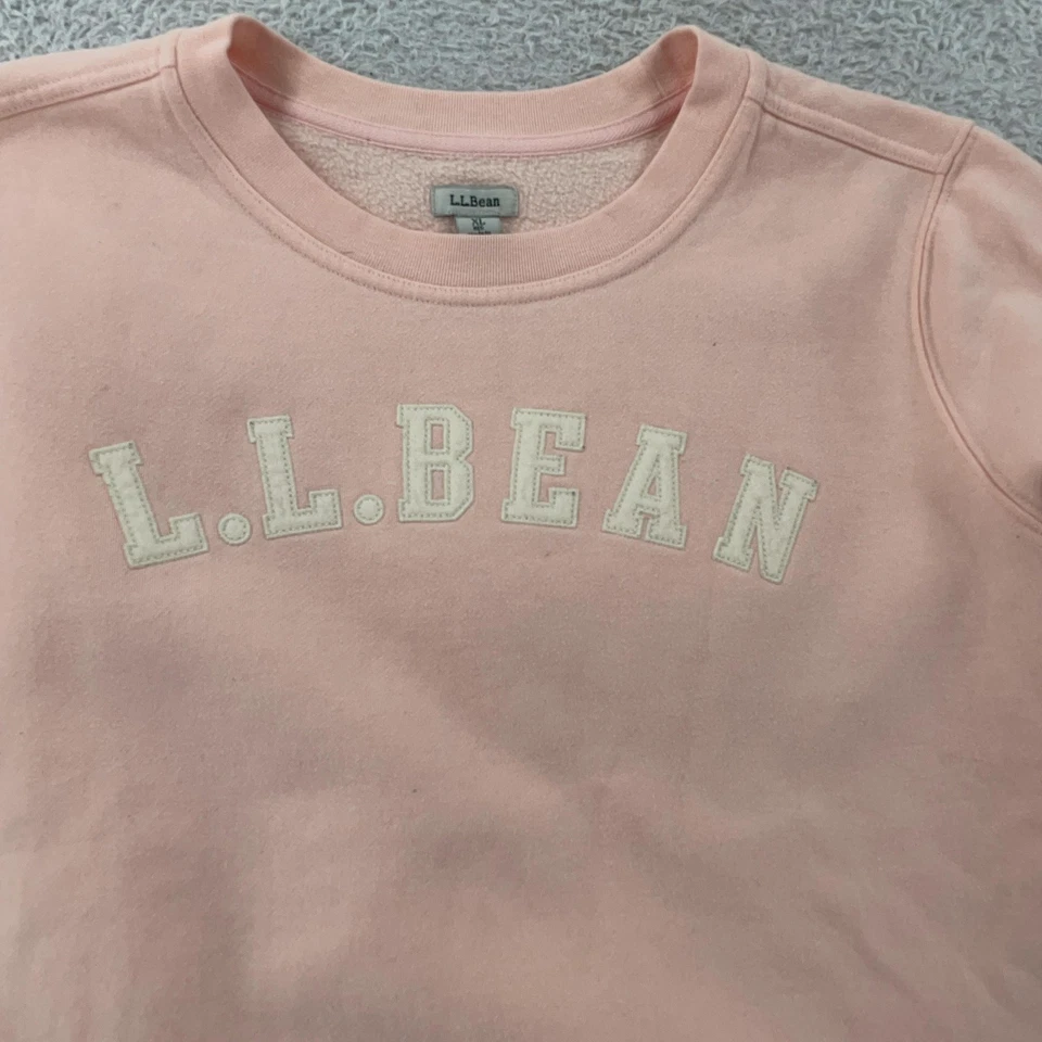L.L. Sudadera Bean para mujer XL rosa con logotipo deletreado cuello redondo polar pulóverda Foto 2 de 4