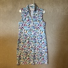 Pappagallo Women’s Dress Tropical Collared Sleeveless Vacation Beach Medium