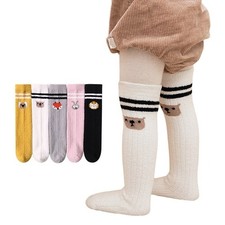 3 Pairs Baby Girls Knee High Long Socks Toddler Princess Cotton Knitted Stocking