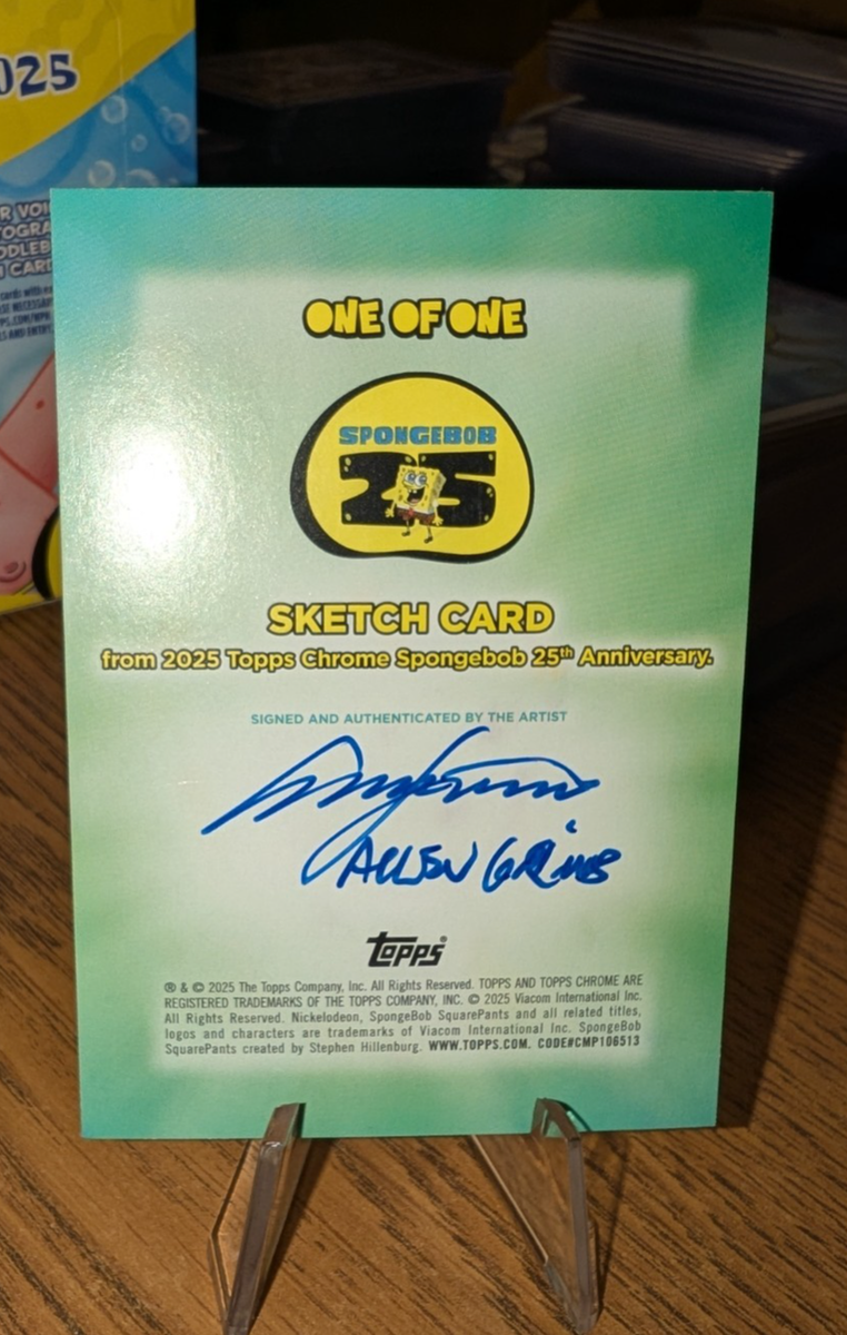 2025 Topps Chrome SpongeBob 25th Anniversary 1/1 Sketch Card Allen