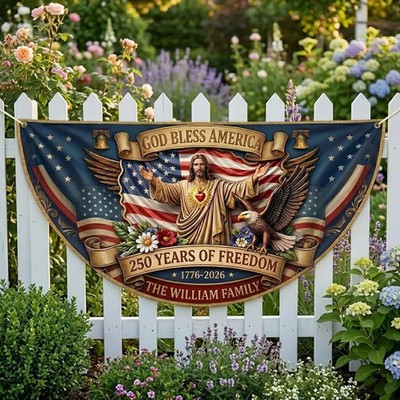 Custom USA 250th Anniversary Banner Patriotic Eagle Flag