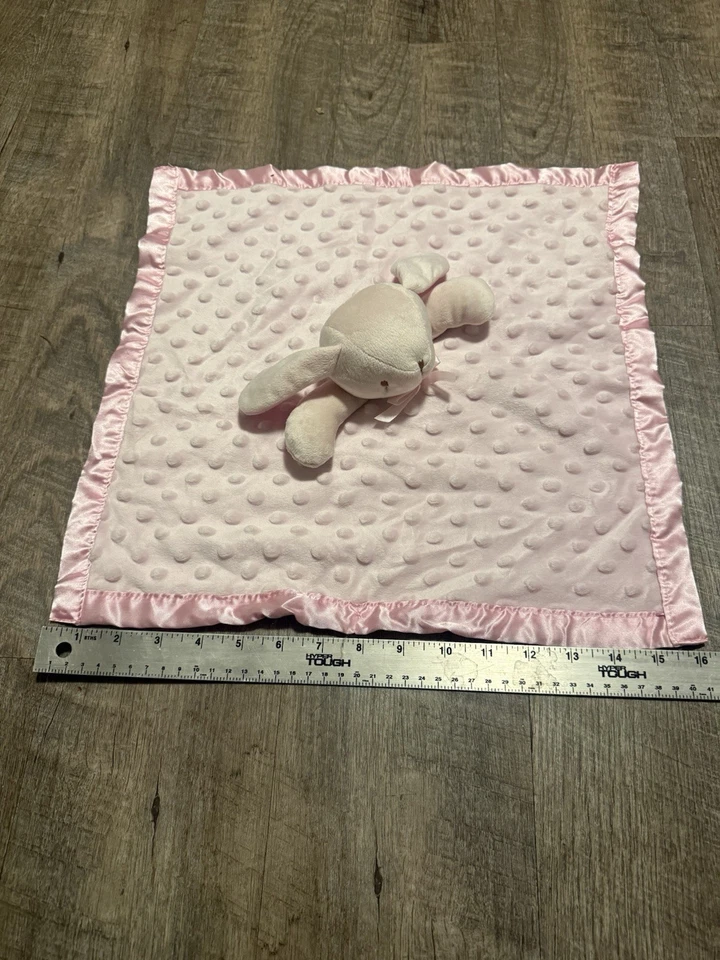 Pro Goleem 粉色 兔子 兔子 Lovey 毛绒 安全毯 缎面 — 第 2/3 张图片