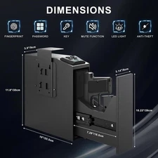 Fingerprint Password Gun Pistol Case Storage Box Blue Light Silent Holder Safes