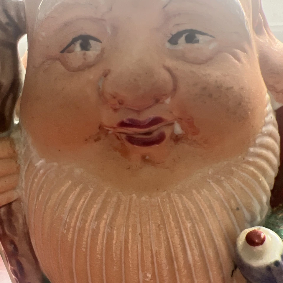 Estátua japonesa antiga de Fukurokuju • Porcelana Kutani Deus da Sabedoria e Longevidade - Imagem 3 de 4