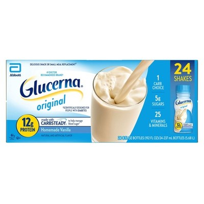 Glucerna Original Diabetic Nutrition Shake, Vanilla, 8 fl oz, 24-pack