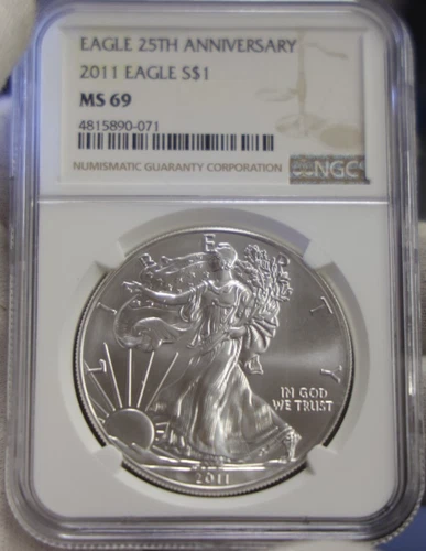 2011 US Silver Eagle $1 NGC MS69 25th Anniversary