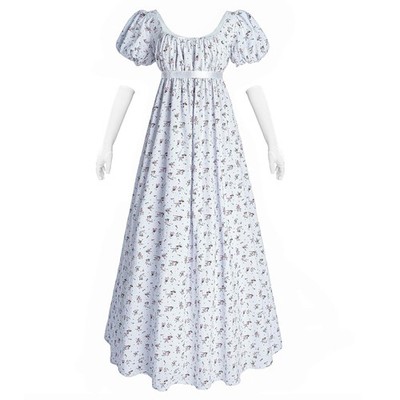 Regency Dress Womens Empire Waist Floral Victorian Dress Tea Party Promc...