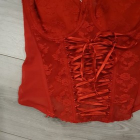 Vintage Ann Summers Red Lace Entice Boned Multi Way Corset Top Size 34C