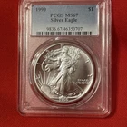 1990 American Silver Eagle 1 Oz PCGS MS67 Bright White Better Date