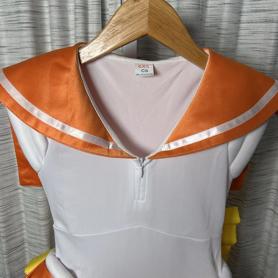 Sailor Moon Cosplay Sailor Venus Minako Aino Costume Girls 6XS Anime Dress, Bow - Image 4 of 4