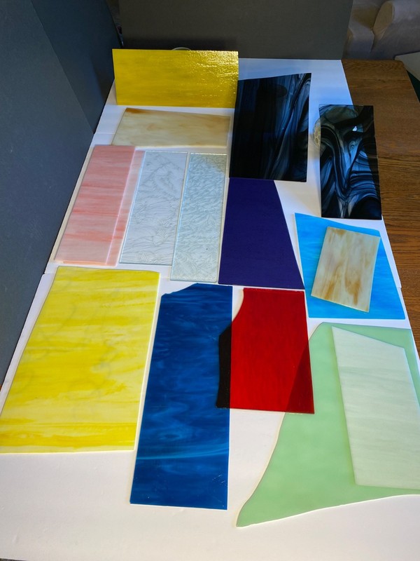 Vtg Large Lot Of 16 Pcs 14 Lb Stained Glass Many Colors, Sizes , Some Lrg