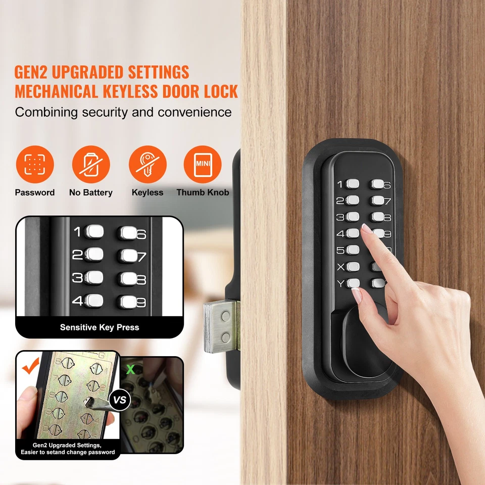 Uimoso Mechanical Keyless Door Lock with 14-Digit Keypad and Surface-Mount Latch - Image 2 of 4