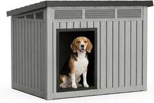 Dog House Outdoor Indoor Dog House Medium Size Dog W/ Weatherproof PP Resin