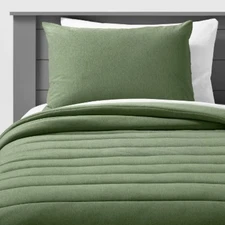 Full/Queen Channel Jersey Comforter Set Green - Pillowfort