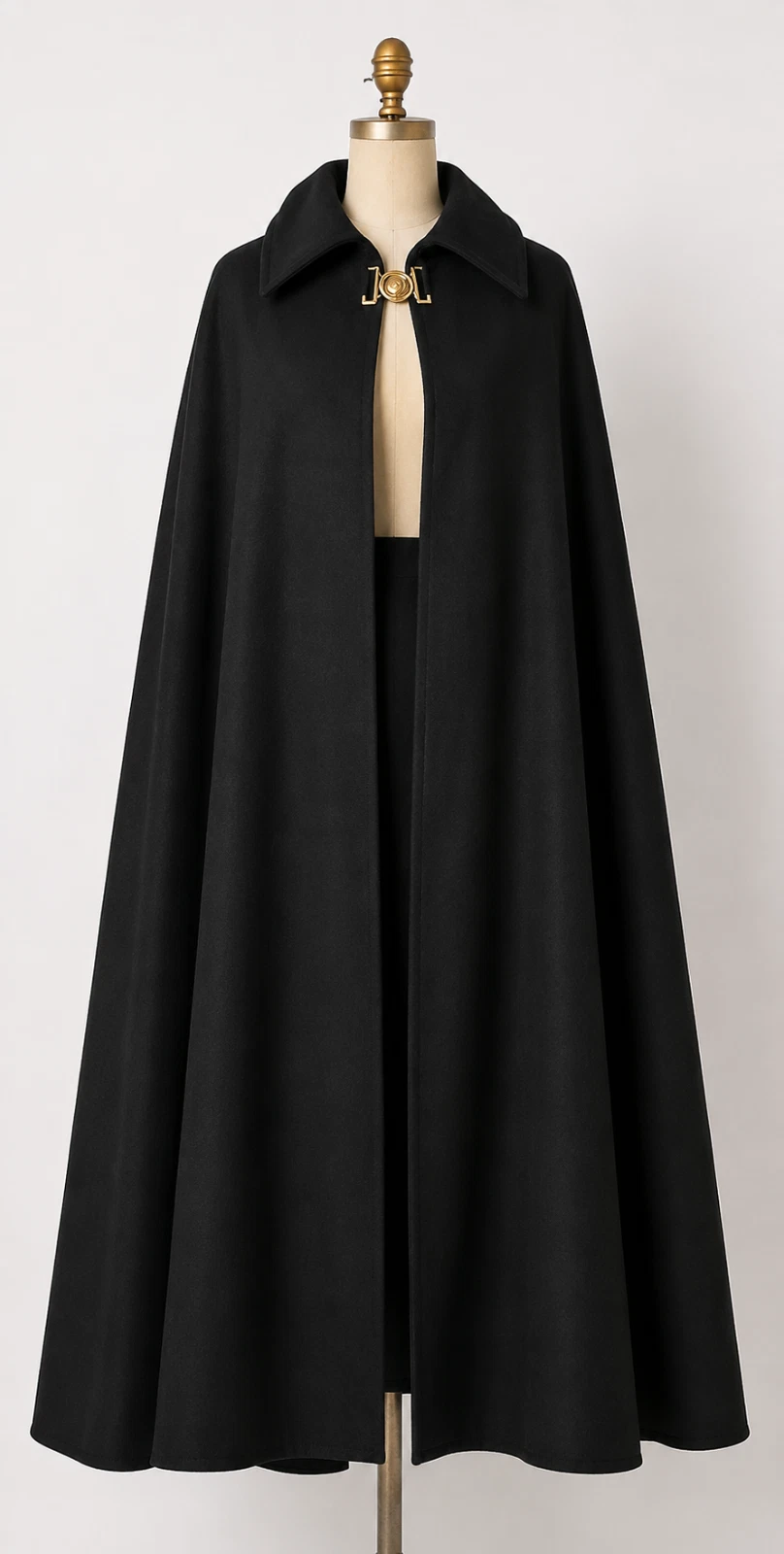 Women Black Long Cape Cloak Gothic Medieval Winter Poncho Elegant Vintage Coat