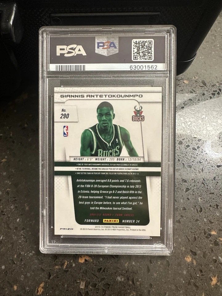 Giannis Antetokounmpo 2013 Panini Prizm Silver Prizm #290 RC PSA 8 - Image 2 of 2