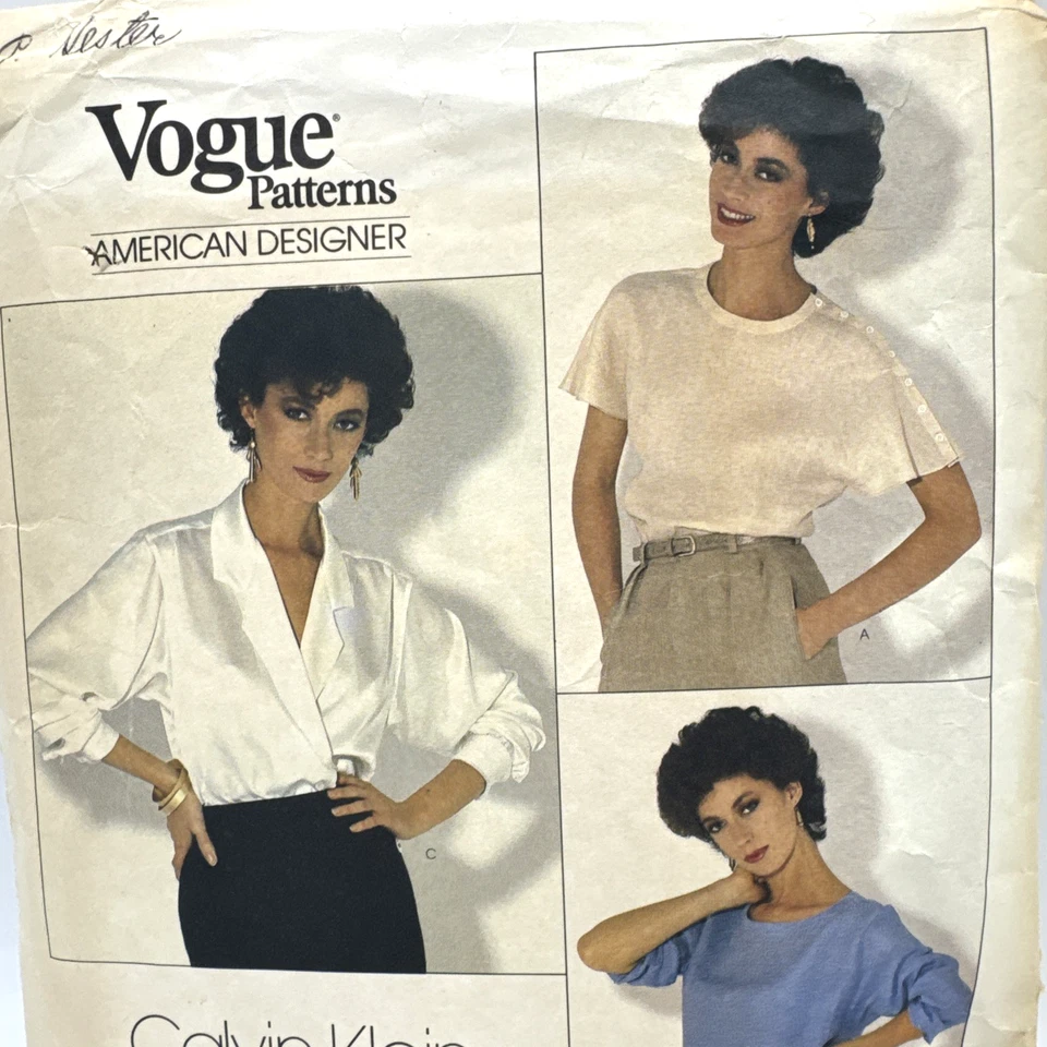 VTG Calvin Klein Vogue Patterns 1128 Size 8 Shirt Top Elegant Wrap Blouse - Image 4 of 4