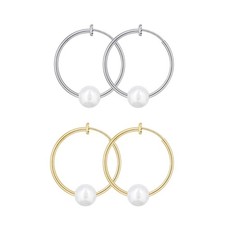 YOQUCOL 2 Pairs Clip On Hoop Earrings for Women 2.5 centimeters, 2.5CM