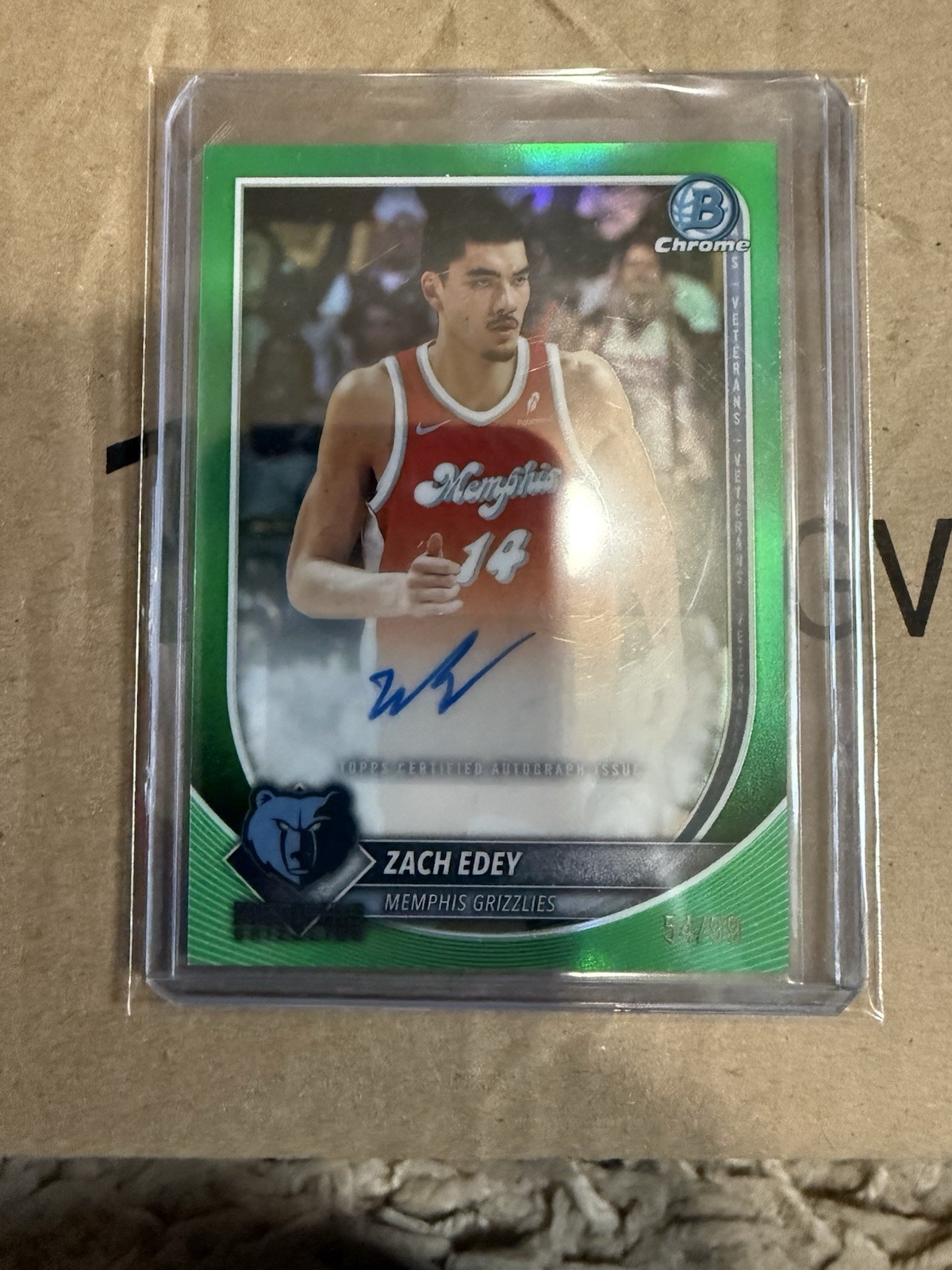 2025-26 Bowman Chrome Autograph Green Refractor #BCA-ZE Zach Edey Auto /99