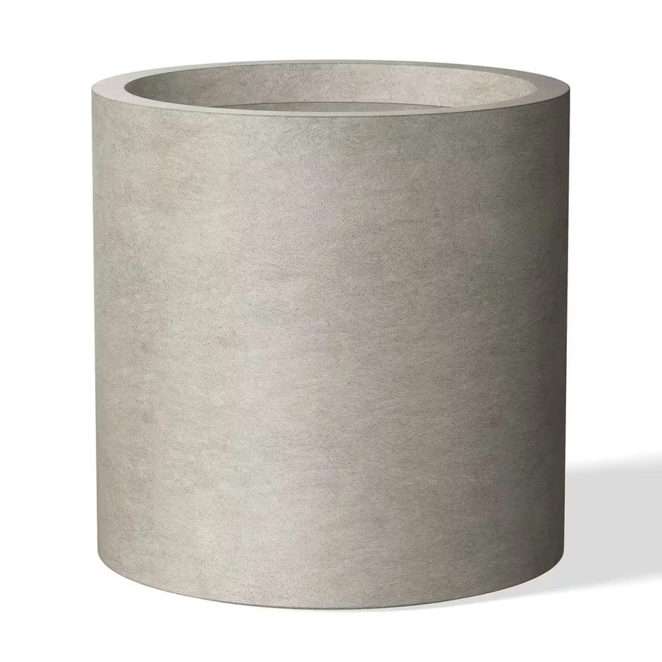 Ligero 16 pulgadas. X 16 pulgadas. Maceta de hormigón redonda extra grande gris claro/P Foto 2 de 4