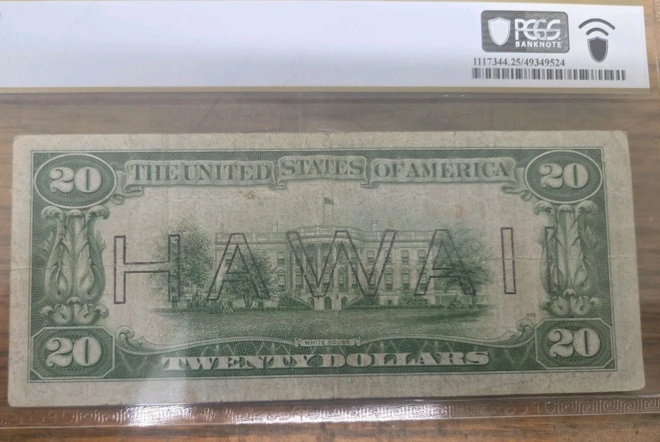 1934A $20 HAWAII WWII Emergency Issue Pmg VF25 Federal Reserve Note! - Image 2 of 2