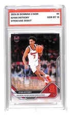Kiyan Anthony 2025-26 Bowman U Now #4 Syracuse Debut Graded Gem Mint 10