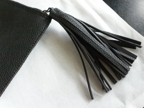 Bolsa de Bolso de Cuero Sin Imitado Parker Negro Nuevo Sin Etiquetas Borla Cremallera Tirón - Imagen 3 de 5