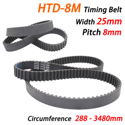 25mm Width HTD-8M Rubber Timing Belt Closed Loop 288-3480mm For Pulley, CNC 3D
