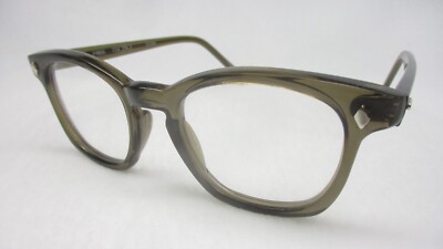 Pentax Hoya Eyeglasses Horn Rim 60's Style Dark Gray Frame Clear Lens 48 Medium