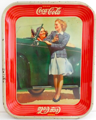 1941 Original Coca-Cola ''Roadster Girls'' Serving Tray - So Beautiful