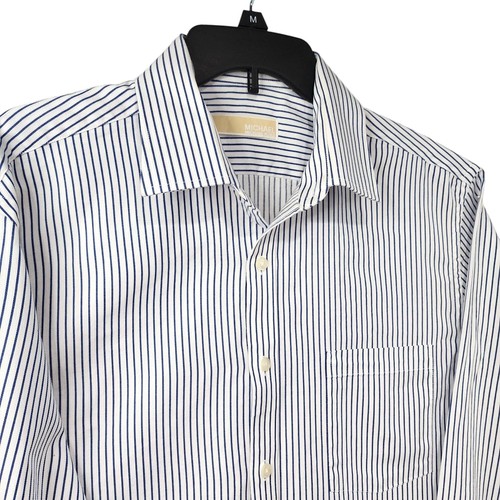 Michael Kors Men's Size 34 Oxford Striped Button-Down Long Sleeve Dress Shirt - Picture 1 of 10