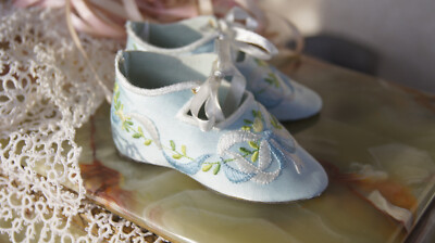 Beautiful leather shoes ''Silk buket'' for antique doll 3.93inch (100mm)