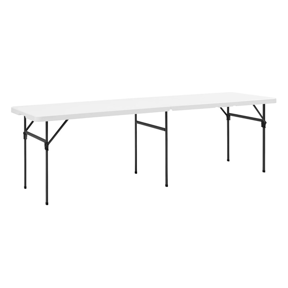 Mainstays White 8 Foot Easy Fold Folding Plastic Table, Heavy Duty