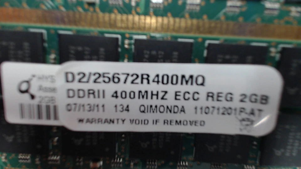 8GB 4x2GB Qimonda 2GB PC2-5300P DDR2-667 ECC Reg 240-Pin HYS72T256920HP-3S - Image 2 of 3