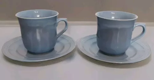 Vintage Stoneware Tea Coffee Cup Mug and Saucer - JAPAN, Set of 2 Blue Beautiful