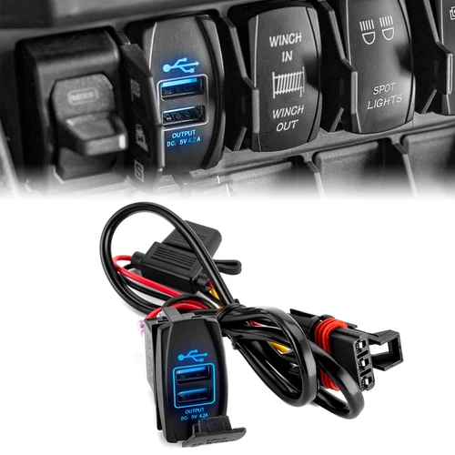 Plug & Play Dual USB 4.2A Fast Charger Wire For Polaris RZR XP 1000/4 1000 24-26