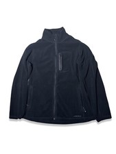 Eddie Bauer Women's Sz L Black Fleece Jacket Full Zip Mock Neck Soft Cozy