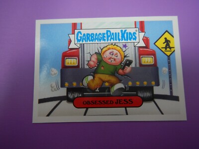 2017 Garbage Pail Kids Dumb Deaths Sticker Obsessed Jess 8b