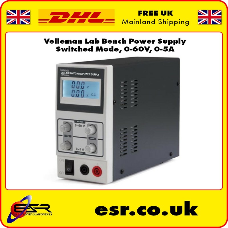 Velleman LBPS6005SM Bench Power Supply, 0-60V, 0-5A