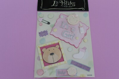 La Petites by Paper Studio 3D ''IT'S A GIRL '' BABY GIRL ADORABLE STICKERS!