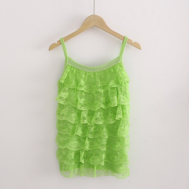 Womens Ruffle Floral Lace Tank Top Shirts Camisole Vests Slim Tiered