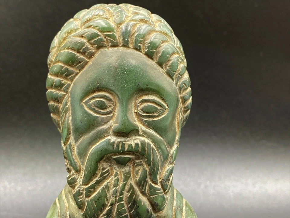 Antigua figura antigua de medio cuerpo humano aventurina hermosa rara arte vintage Foto 4 de 4